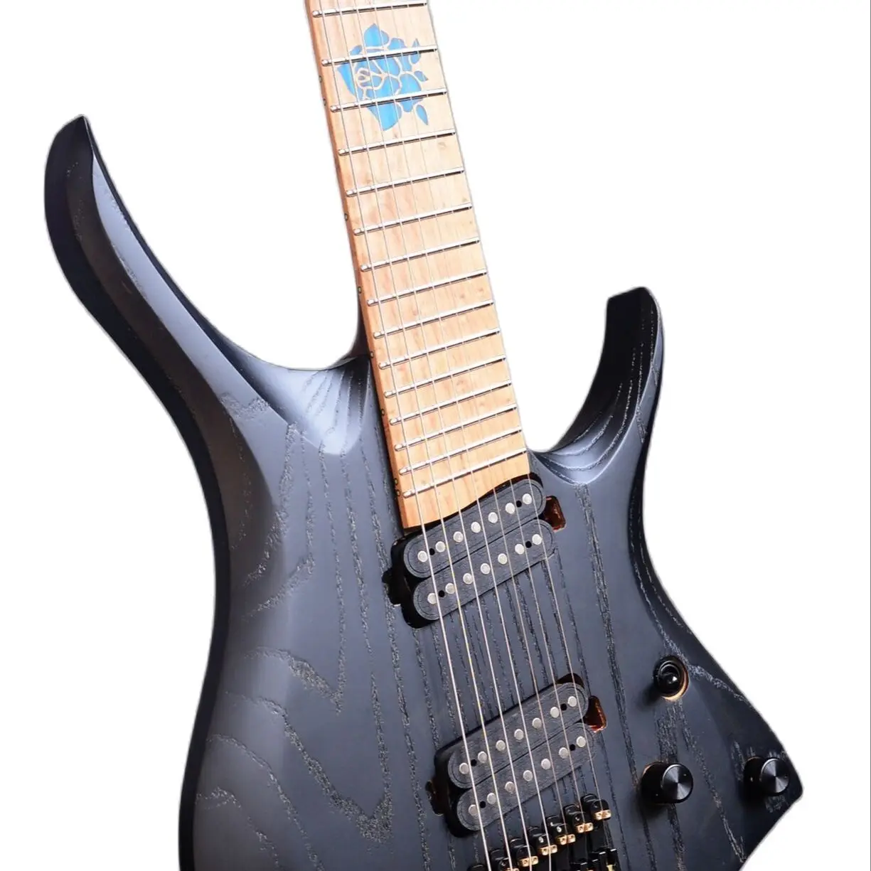 

7 Strings Headless Electric Guitar black color Roasted Wenge Neck