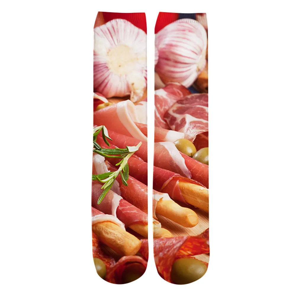 

CLOOCL Food Print Socks Fashion Yummy Food 3D Graphic Socks Sliced Meat Noodle Cotton Polyester All Printed Casual Socks