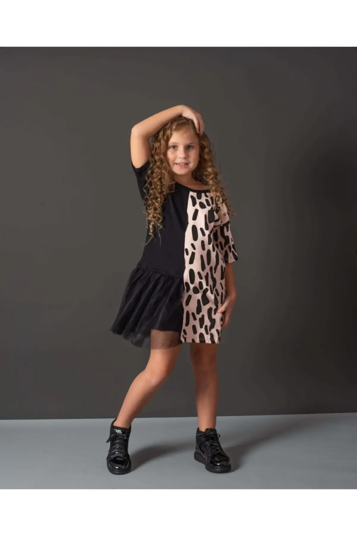 

Female Child Black Tulle And Zebra Print Dress