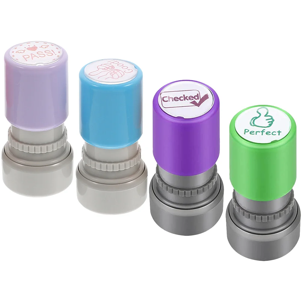 

4 Pcs Encourage Cartoon Chapter Photosensitive Stamp Kid Stamps Multipurpose Ergonomic Stamper Plastic Reward Child Kids