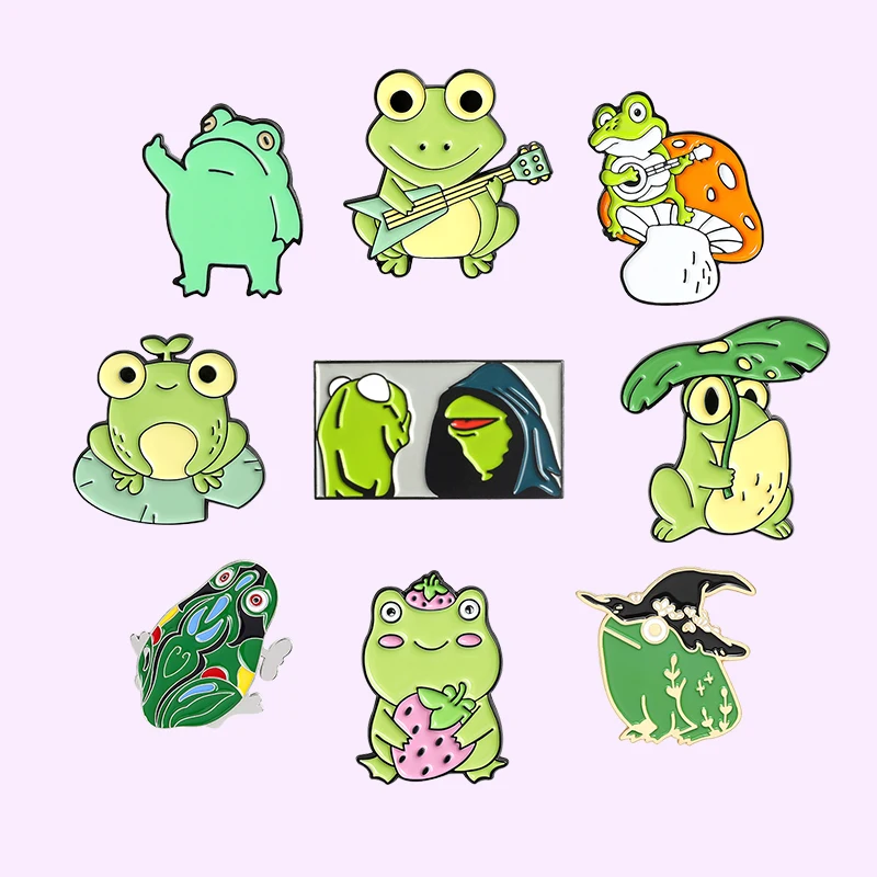 

Cute Frog Enamel Pins Custom Wholesale Cartoon Green Animal Brooches for Women Backpacks Clothes Lapel Pin Badge Jewelry Gift