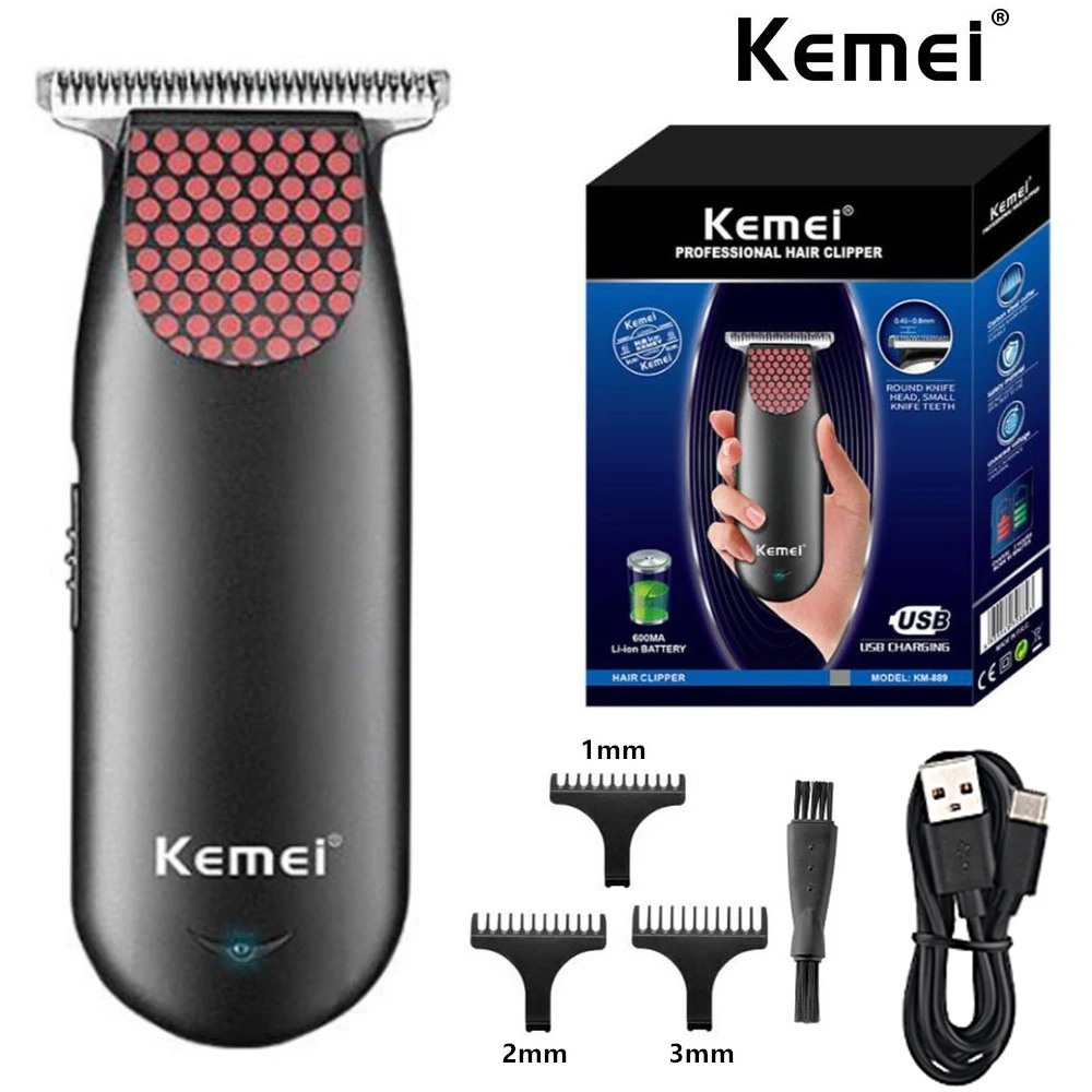 

Kemei KM-889 Rechargeable BaldProfessional Pocket Cordless Hair Clipper Compact Mini Electric Beard Hair Trimmer Small Portable