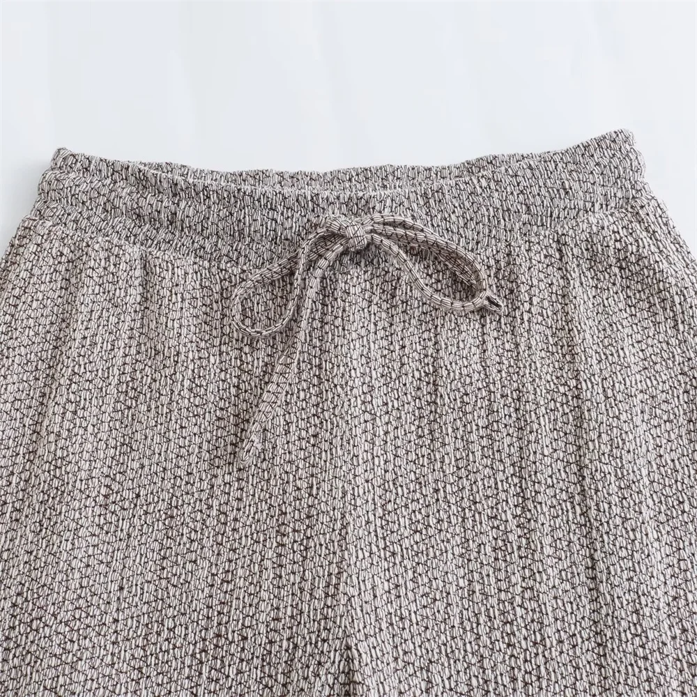 Женский костюм Zarb топ и широкие брюки повседневный стиль неэластичный полиэстер