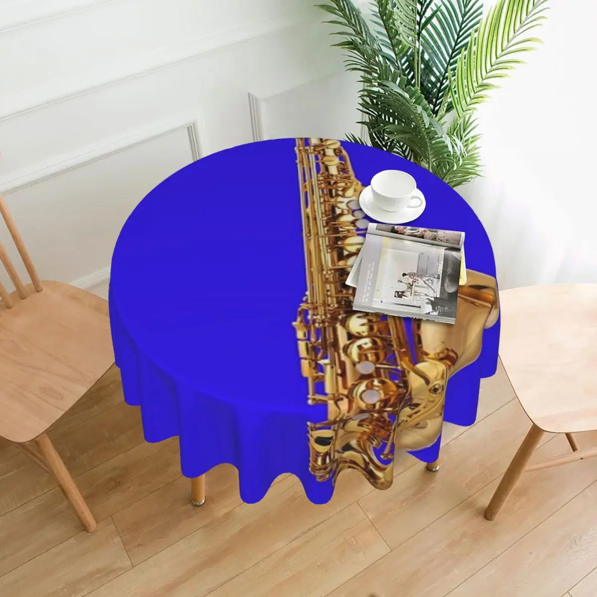 

Alto Saxophone Tablecloth 60in Round 152cm Wrinkle Resistant Protecting Table Indoor/Outdoor