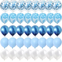 40 pcs blue set agate marble balloons silver confetti balloon wedding valentines day baby shower birthday party decorations