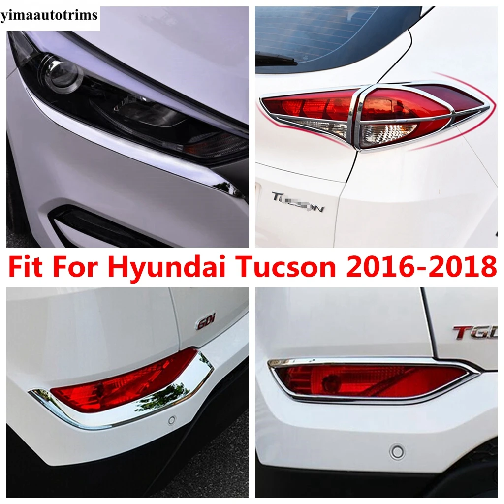 

Chrome Front / Rear Trunk Bumper Fog Light / Head Lamp Eyebrow Cover Trim For Hyundai Tucson 2016 2017 2018 ABS Accessories