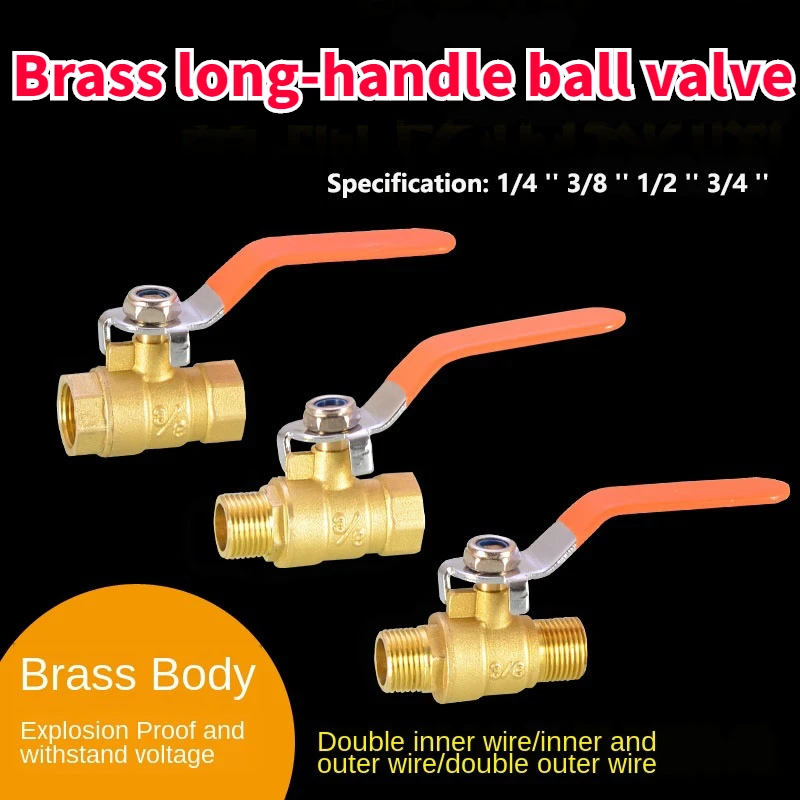 

Шаровой кран 1 шт. 1/4 в 3/8 в 1/2 в 3/4 в утолщенный медный двойной внутренний и внешний шаровой клапан с длинной ручкой Клапан