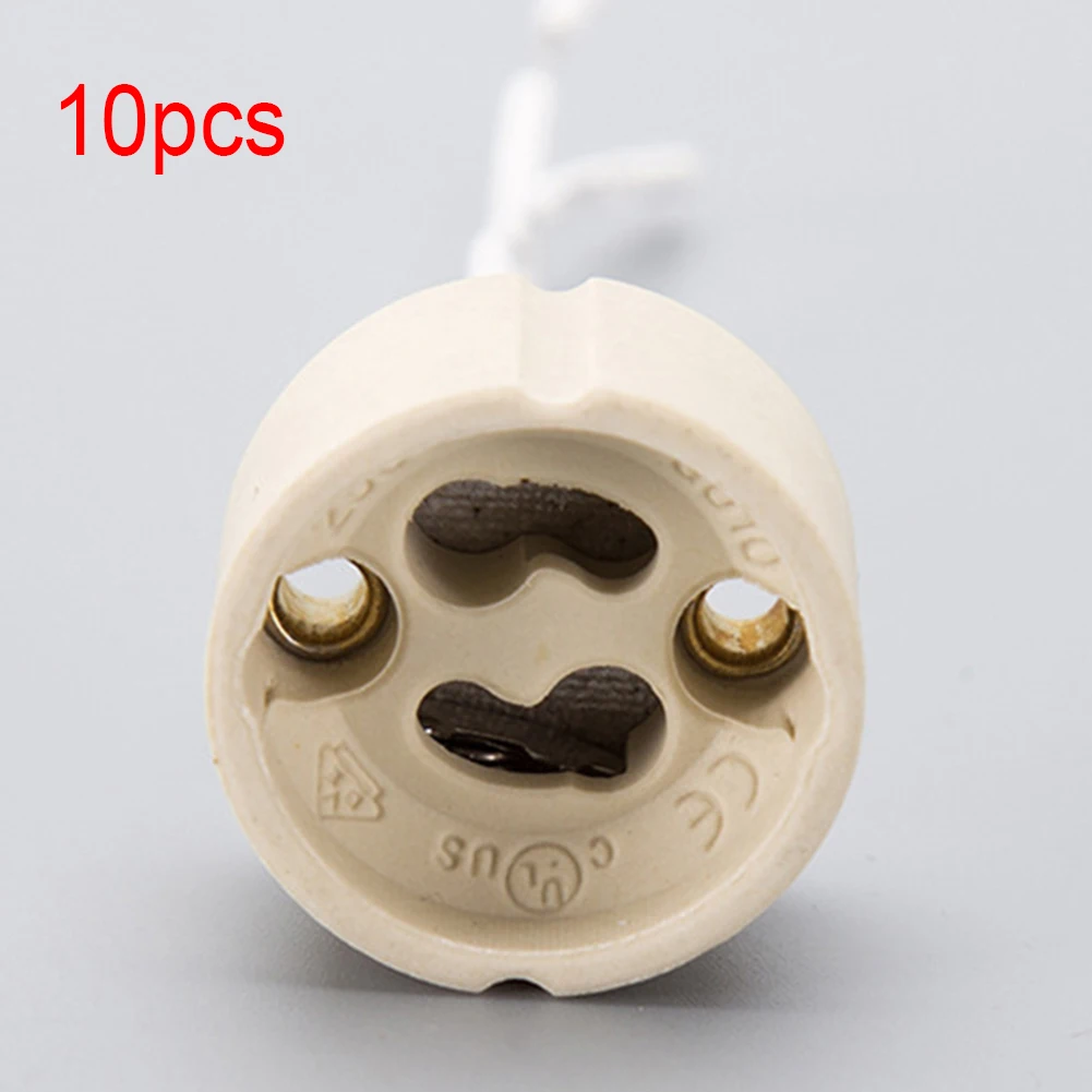 

10pcs GU10 Heat Resistant Accessories DIY Practical 250V 2A Portable Stable Ceramic Random Color Lamp Holder