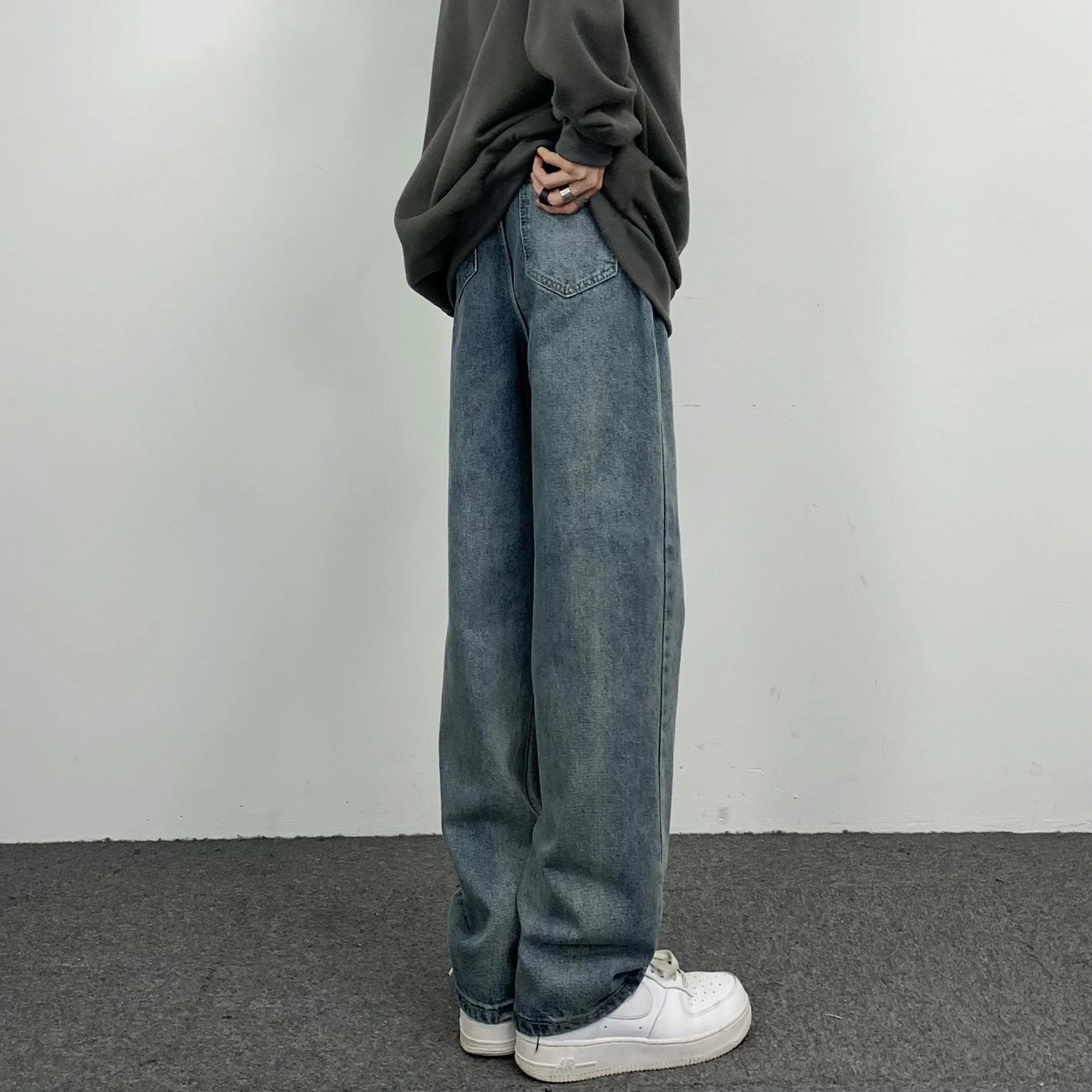 Men's Jeans Versatile Distressed Straight Trousers Loose Jeans Denim Trousers Y2k Pants Wide Leg Pants Women's Pants Streetwear