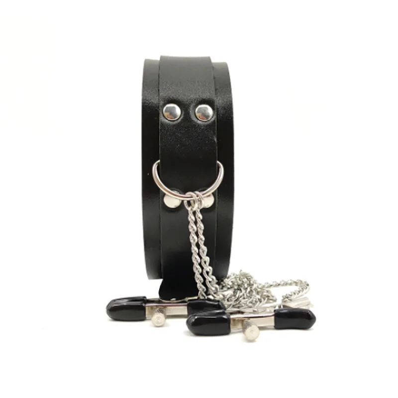 Новинка кожаный чокер ошейник с регулируемой грудью зажим-цепочка для пар SM