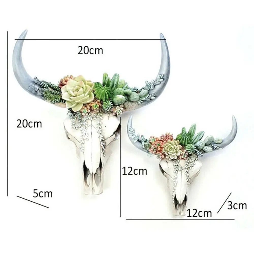 Home Decoration Props DIY Sculpture Cow Skull Statues Resin Crafts Cow Head Skull Wall Decor Cow Head Pendant images - 6