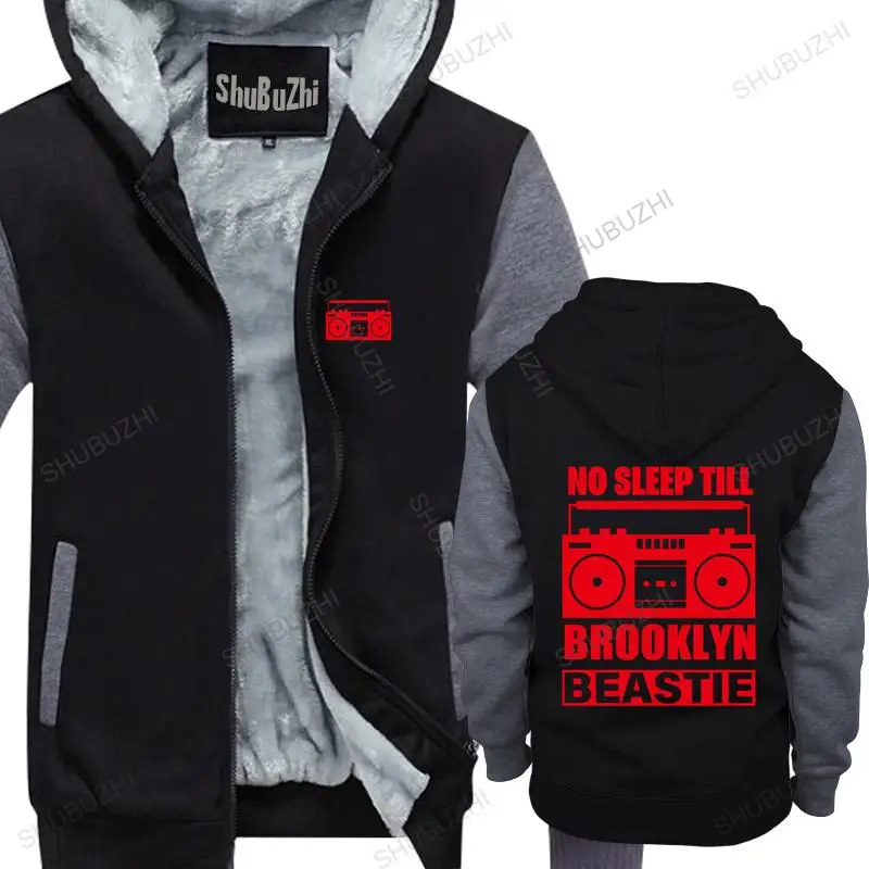 

homme cotton hoodies zipper No Sleep Till Brooklyn Old School Skool hip hop boombox brand winter hoodie warm jacket
