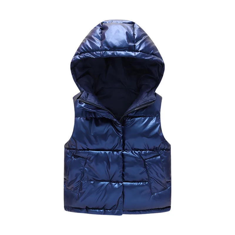 

Hooded Children's Down Cotton Vest Coat Thickened Baby Kids Fashion Solid Color Jacket Waistcoat for Girls Boys Warm Clothing