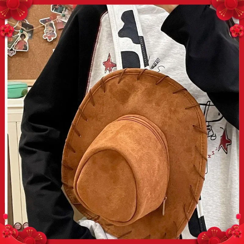 Disney Toy Story Woody Cowboy Hat Backpacks Cartoon Peripheral Storage Bag Fashion Crossbody Large Capacity Chest Bags Gifts