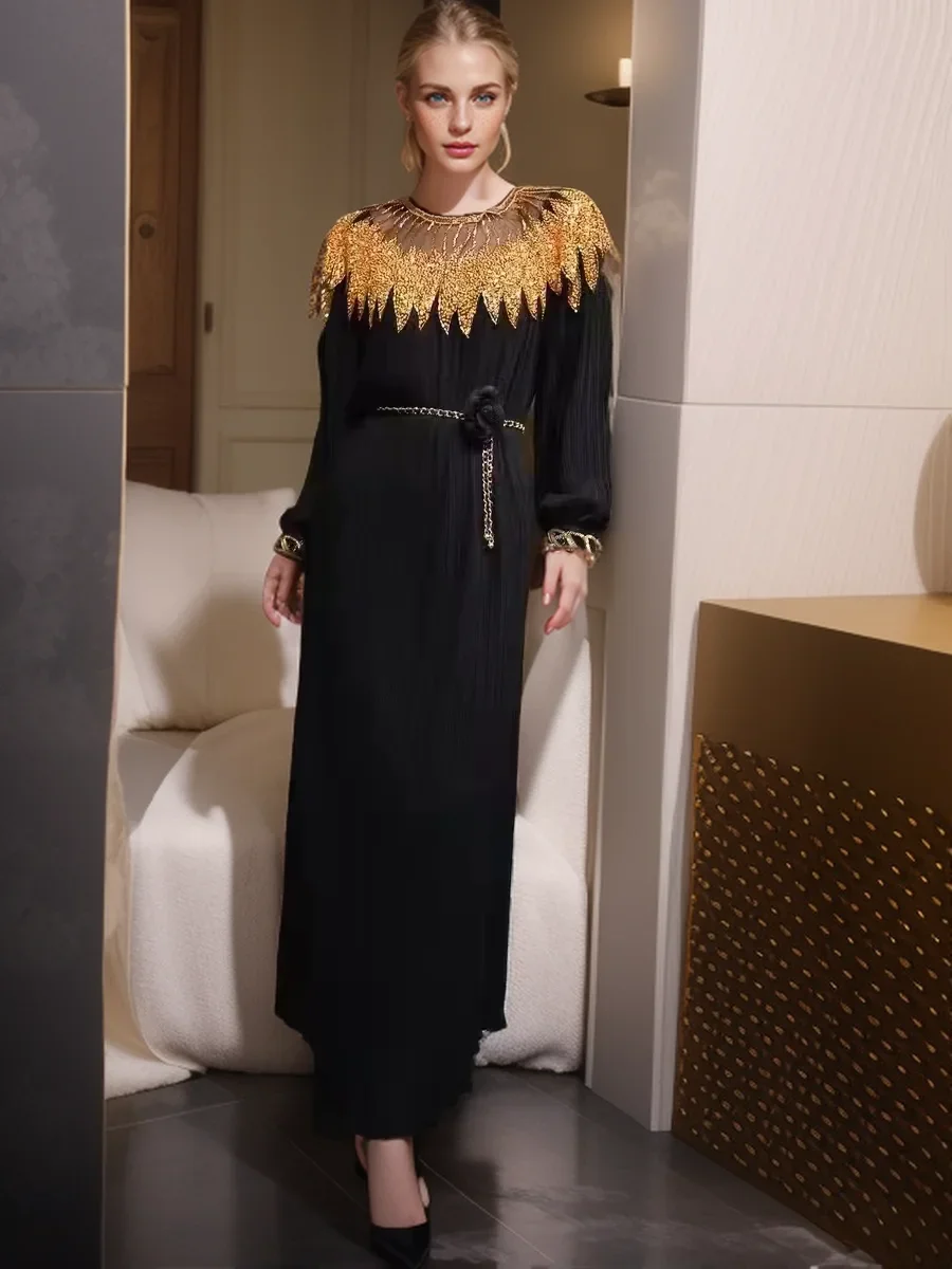 Женское длинное плиссированное платье SEQINYY весенне-осеннее модное дизайнерское