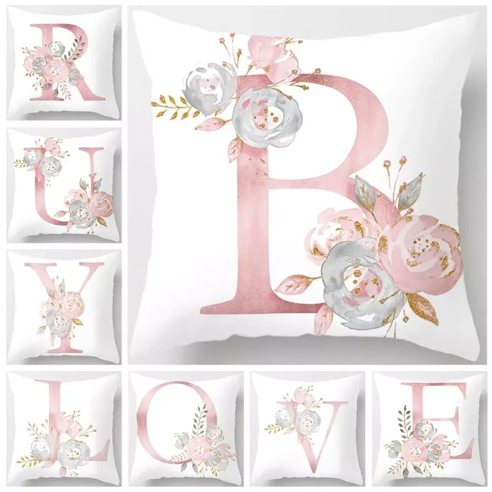 

Pink Letter Cushion Cover Decorative Pillow Cover Home Decor Sofa Living Room Pillowcase For Sofa Pillowcover Coussin Cojines