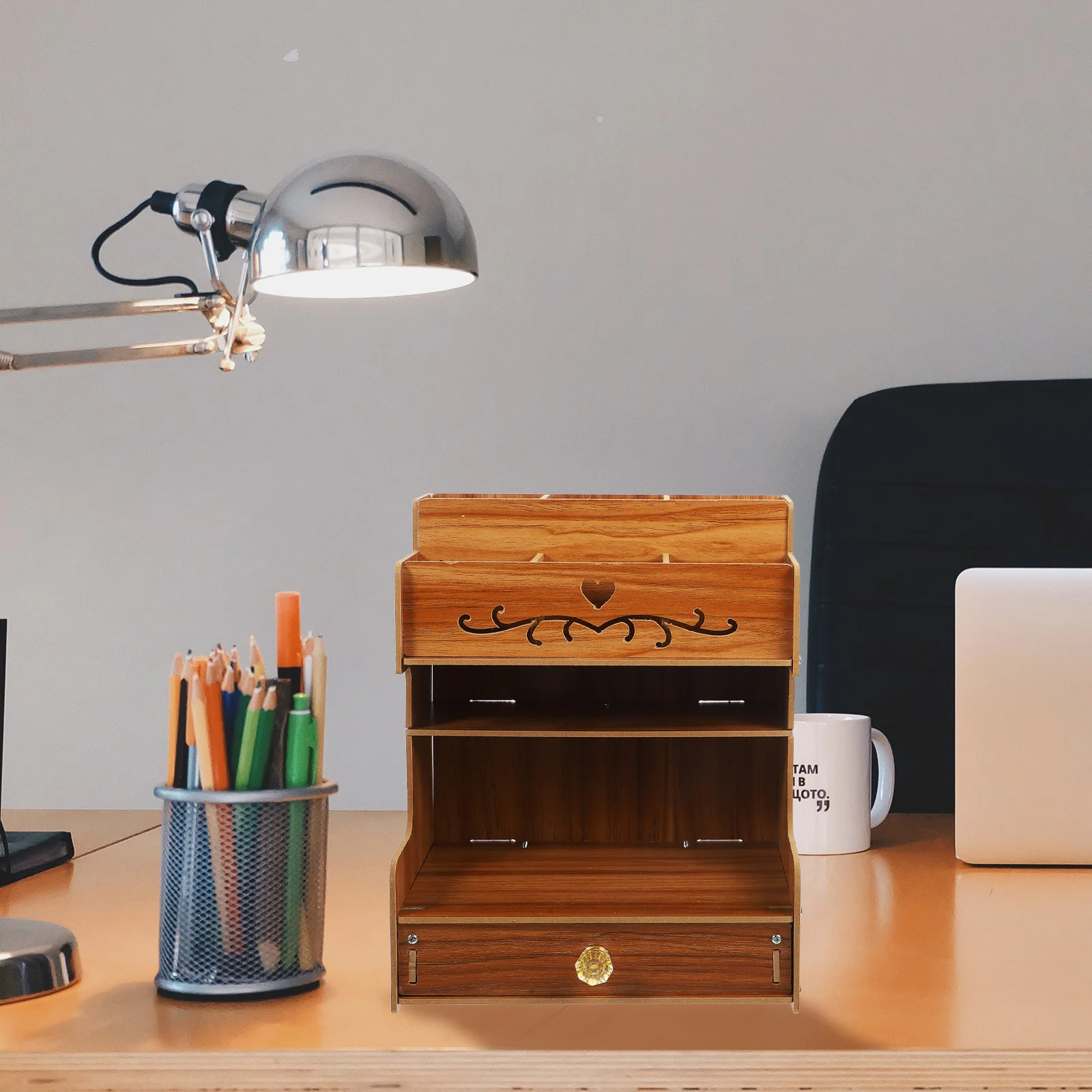 

Wooden Desktop Organizer Sundries Container DIY Makeup Organizer Pen Holder