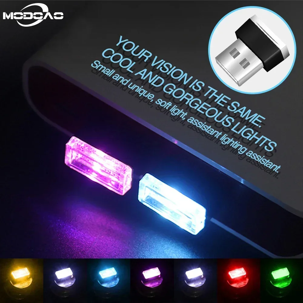 

Moaodo Mini Car USB Atmosphere Light Car USB Lighting Universal Mini USB LED Wireless Car Interior Lighting Neon Lights for Car
