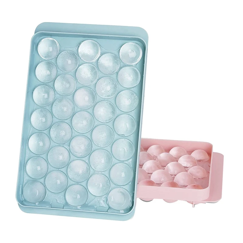 

Mini Ice-Cube Tray With Lid,Ice Ball Maker Mold,Sphere Ice-Cube Tray For Ice Chilling Cocktail Whiskey Tea & Coffee
