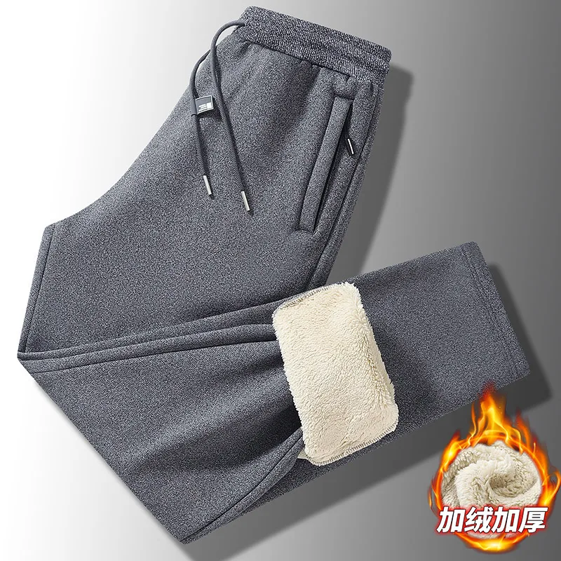 L-8XL осенне-зимние мужские брюки для спорта и отдыха из овечьей шерсти свободные