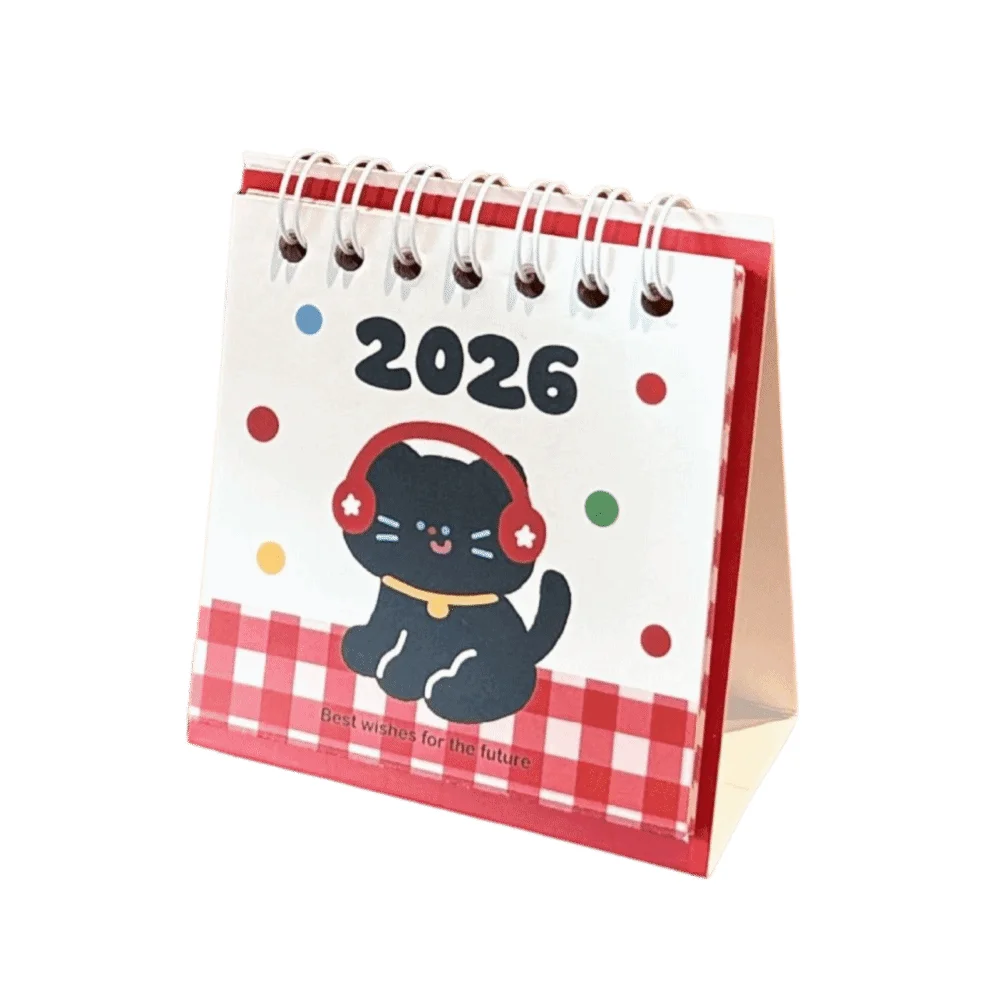 

Милый мини-календарь на 2026 с героями мультфильмов, портативный планировщик расписания, настольный календарь с катушкой, офисные школьные принадлежности