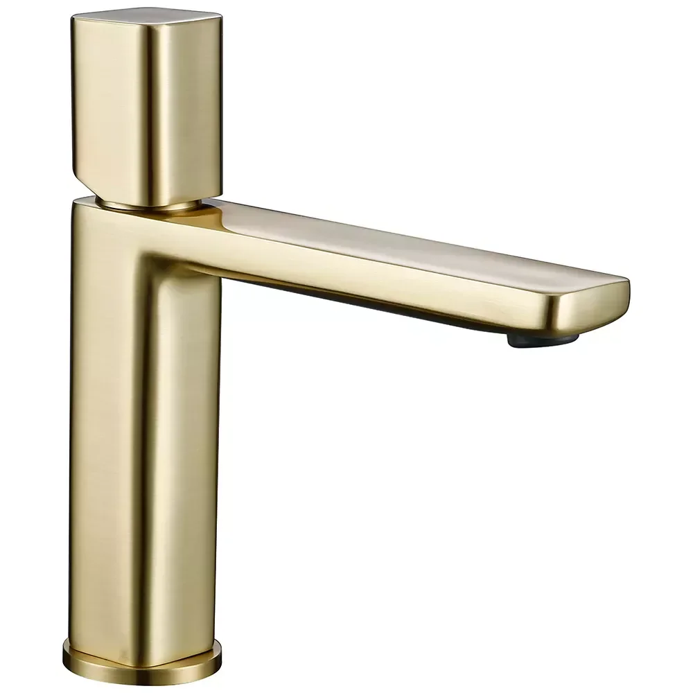 

Brushed gold Brass Single Hole Single handle Deck Mounted Basin Hot and cold water sink Bathroom Faucets