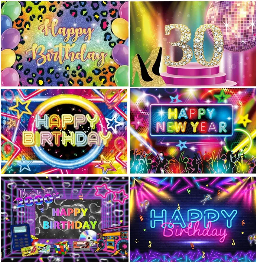 

Disco Happy Birthday Party Backdrops Colorful Stage Light Show Adult Portrait Banner Photography Backgrounds Dance Decor Props