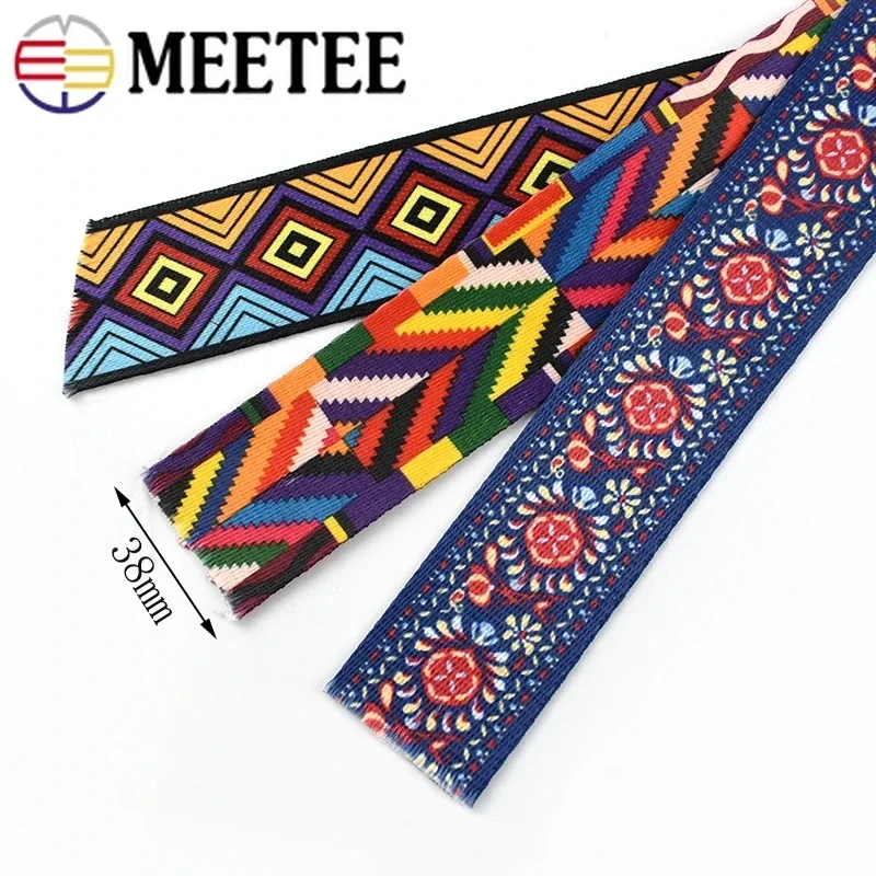 5/10 метров Meetee 38 мм модный принт этнические жаккардовые лямки для сумок ремень