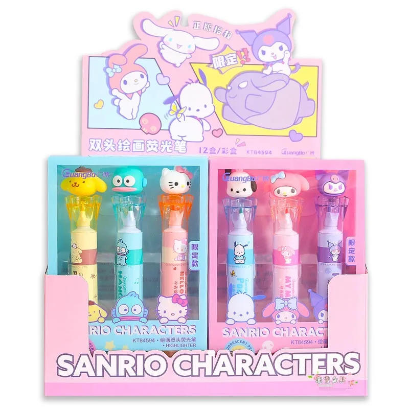 24pcs/ лот Sanrio мелодия Kuromi 6 цветов маркера двойной головы Kitty рисования