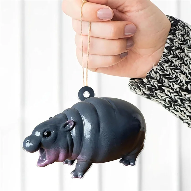 MooDeng Смола Бегемот Рождественская елка Украшения Подвеска для дома вечеринка