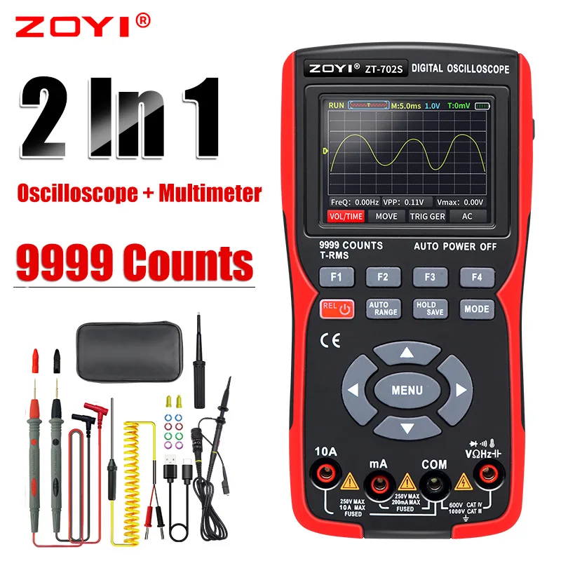

ZOYI ZT702S Digital Multimeter Auto True RMS Tranistor Probe Multimetro Meter 48M/S 10MHZ PC Waveform Data Storage Oscilloscope
