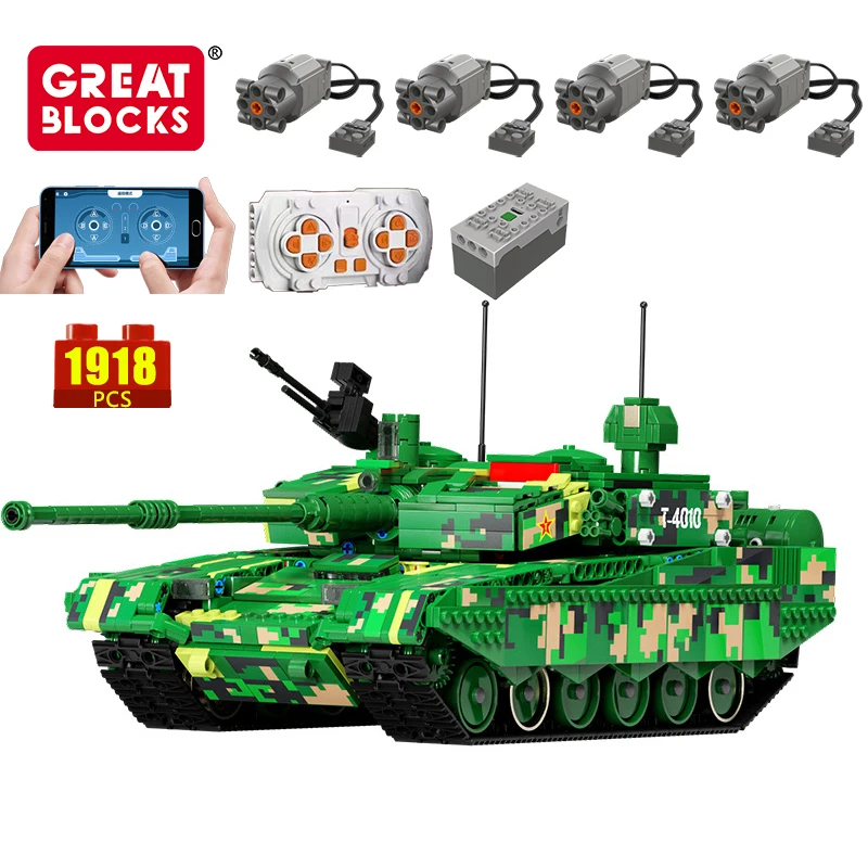 

T4010 Technical ZTZ-99A Tank Moter Power APP Remote Control WW2 Bricks Building Blocks Toys For Boys Moc Military Construction