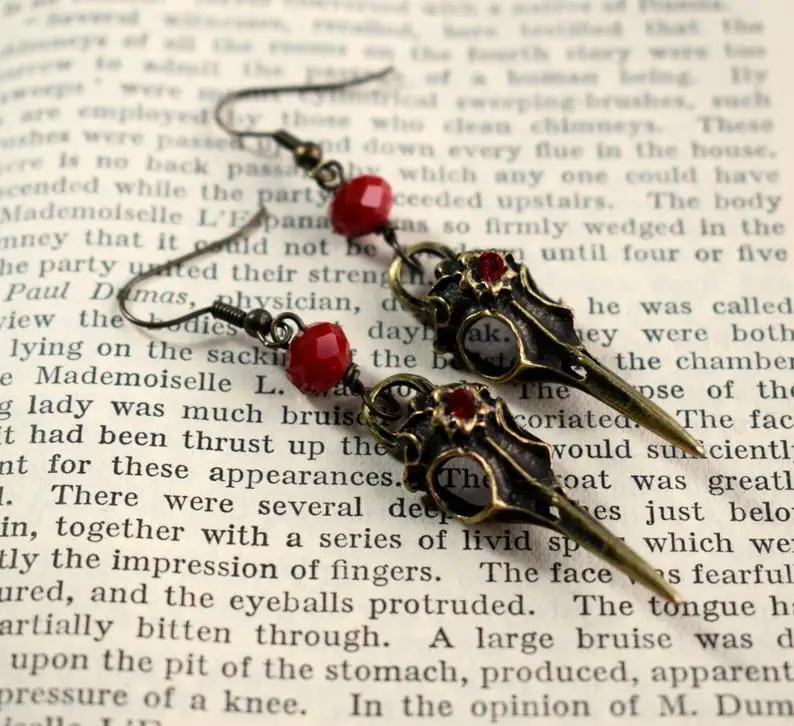 

Серьги-подвески Женские винтажные в виде ведьмы, черепа, ворона