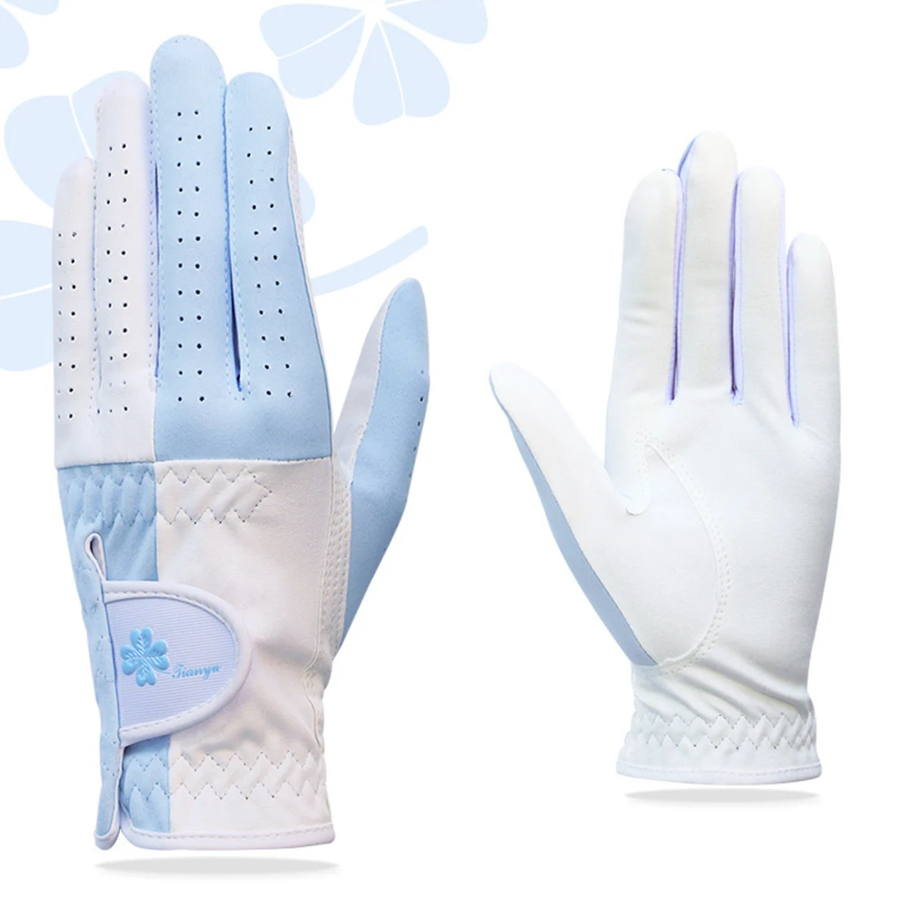 

Golf Gloves for Women Anti-slip Fibre Cloth Left Right Hand 1 Pair of Sweat Absorbent and Breathable Cycling Gloves Protect Palm