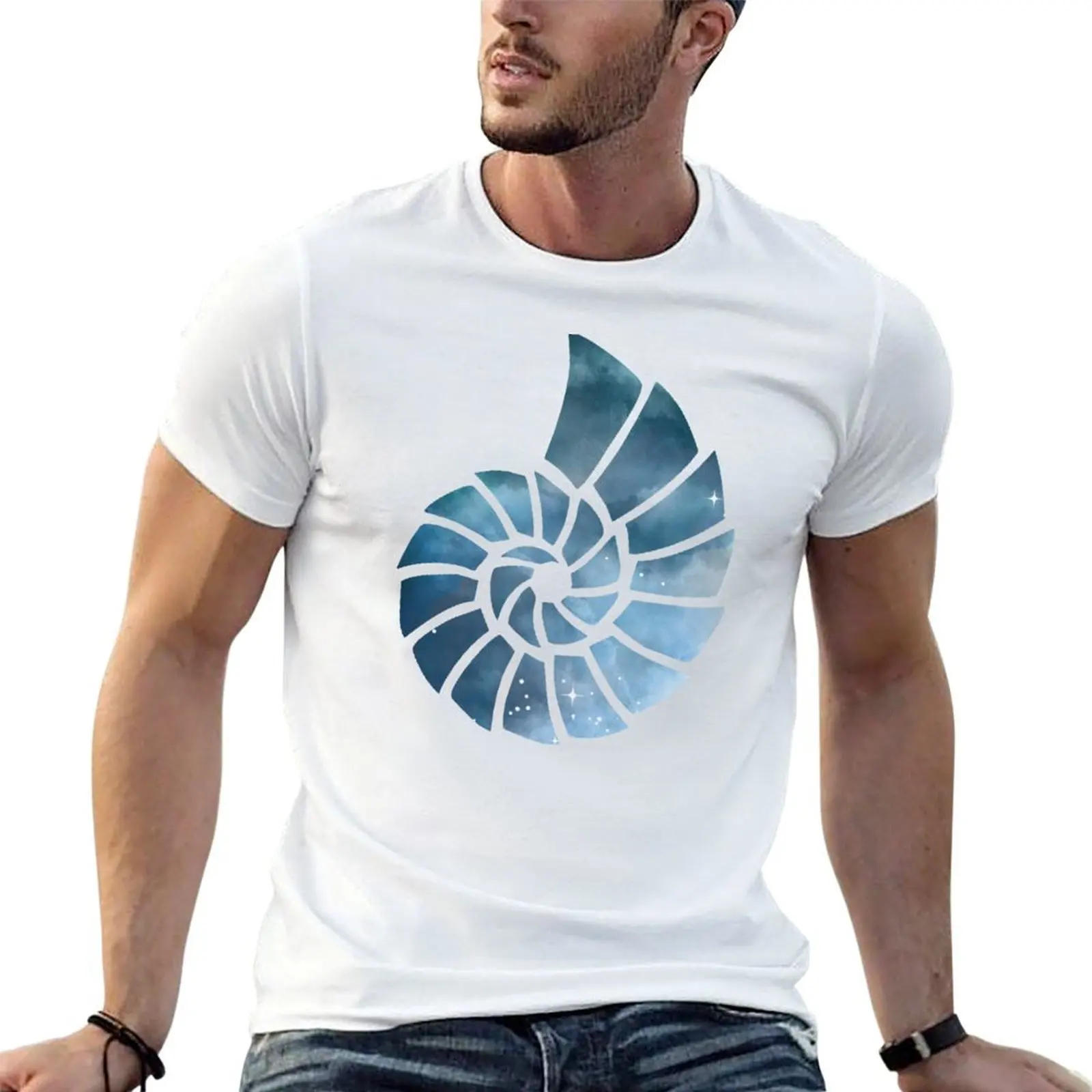 Фото Аммонит |   Прибрежный |   Футболка Seashell T-Shirt, легкая футболка для тренировок в спортзале №1