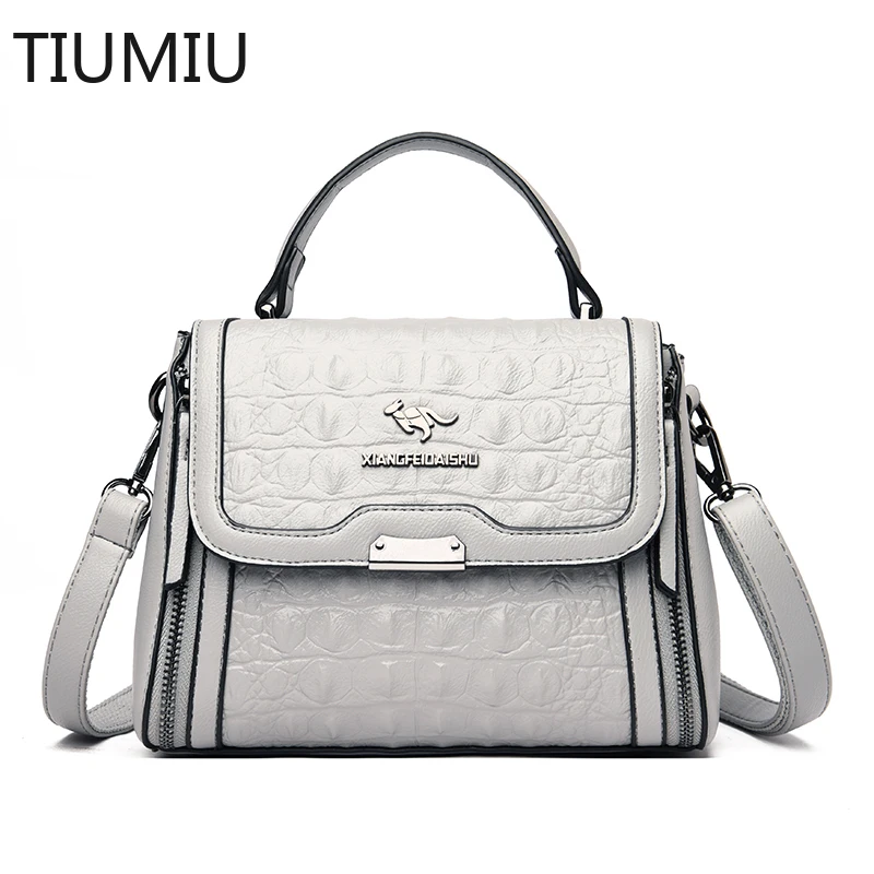 

Simple Crocodile Pattern Fashion Female Bag Casual Girl Handbag Multi Layer Space Design High Quality Bag Female Messenger Bag