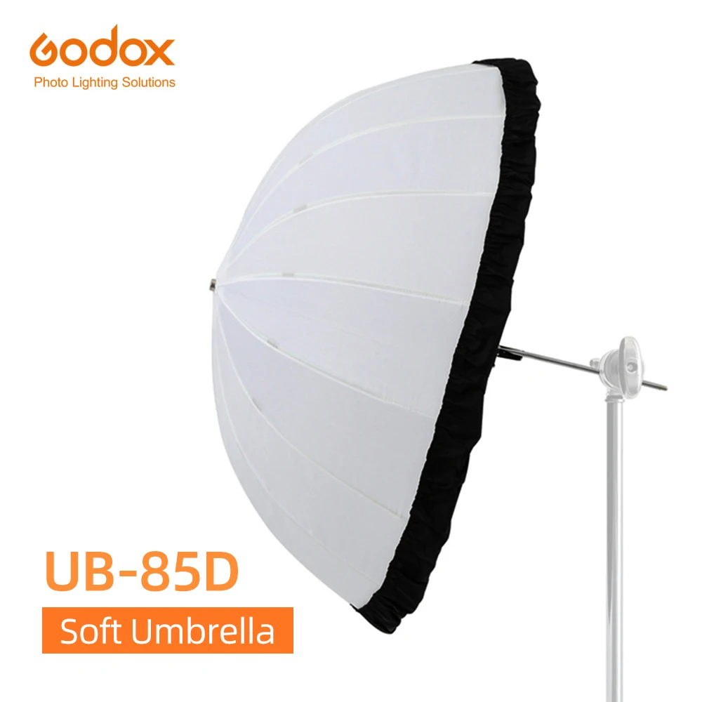 

Godox UB-85D 85 см белый параболический светоотражающий прозрачный мягкий зонт для студийного освещения с черным серебряным покрытием рассеиват...