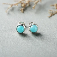 original fashion natural tianhe stone stud earrings womens simple and versatile small exquisite silver earrings silver jewelry