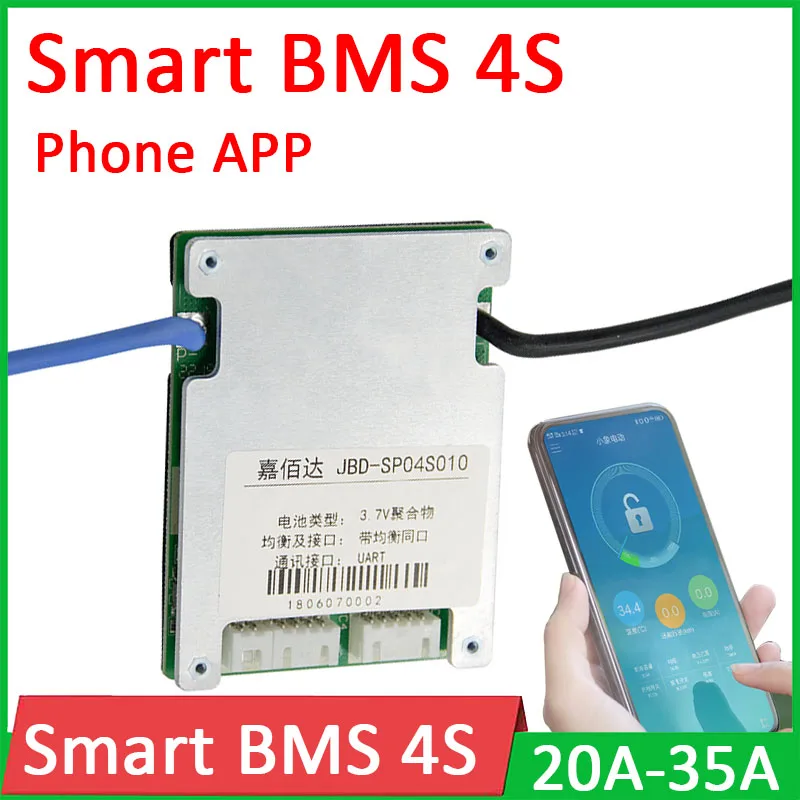 

Умная плата BMS, 12 В, 35 А, 30 А, 25 А, литий-ионная, литиевая батарея Lifepo4, защитная плата, балансировка, Bluetooth, программное обеспечение для ПК, аккумуляторы для монитора