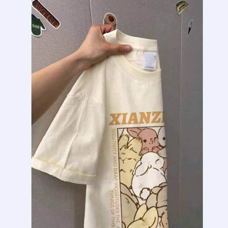 

Женская футболка из чистого хлопка, с коротким рукавом и круглым вырезом