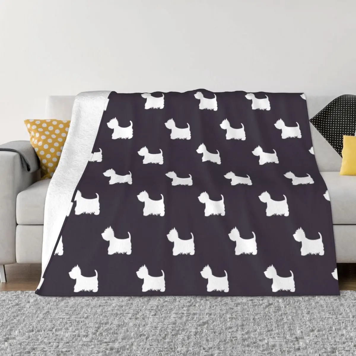 

Cute Dog Pattern Blankets Fleece Print Portable Warm Throw Blanket for Bed Couch Bedding Throws