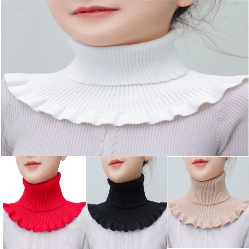

Women Fake Collar Scarf Knitted Elastic False Collar Scarf Warm Winter Cycling Windproof Ruffles Detachable Wrap Scarf