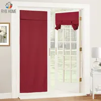 RYHOME Blackout Tricia Window Cotton Flax Linen Door Curtain Light Block French Door Curtain Length Adjustable Tie up Shades