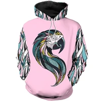 fashion cartoon tattoo bird 3d full print mens and womens pullover casual zipper hoodie unisex jacket top