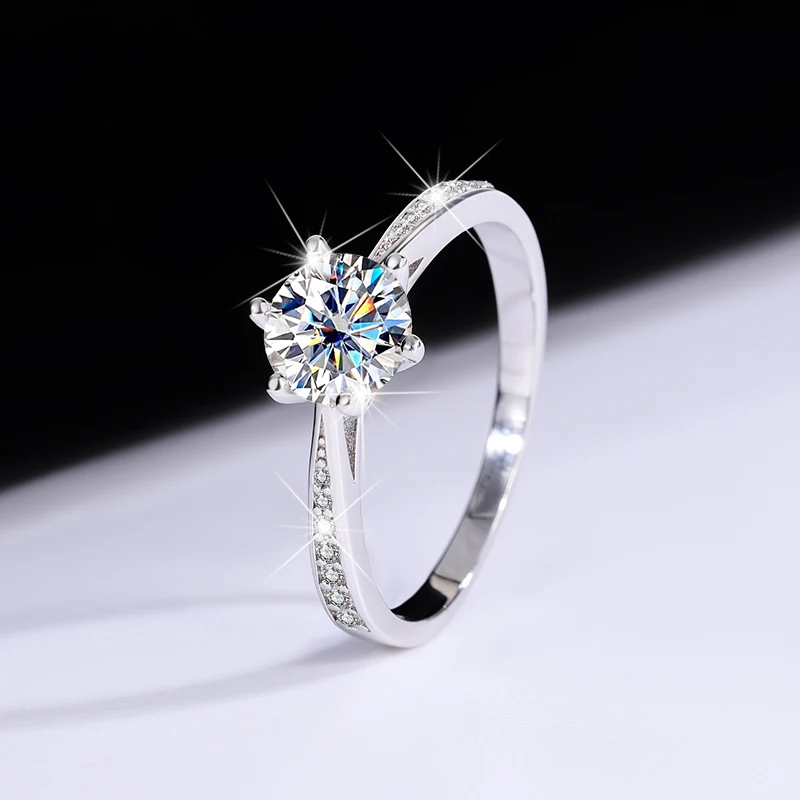 S925 Sterling Silver moissanite Korean Six claw Ring for Women Six claw Classic Crown Proposal Ring rings