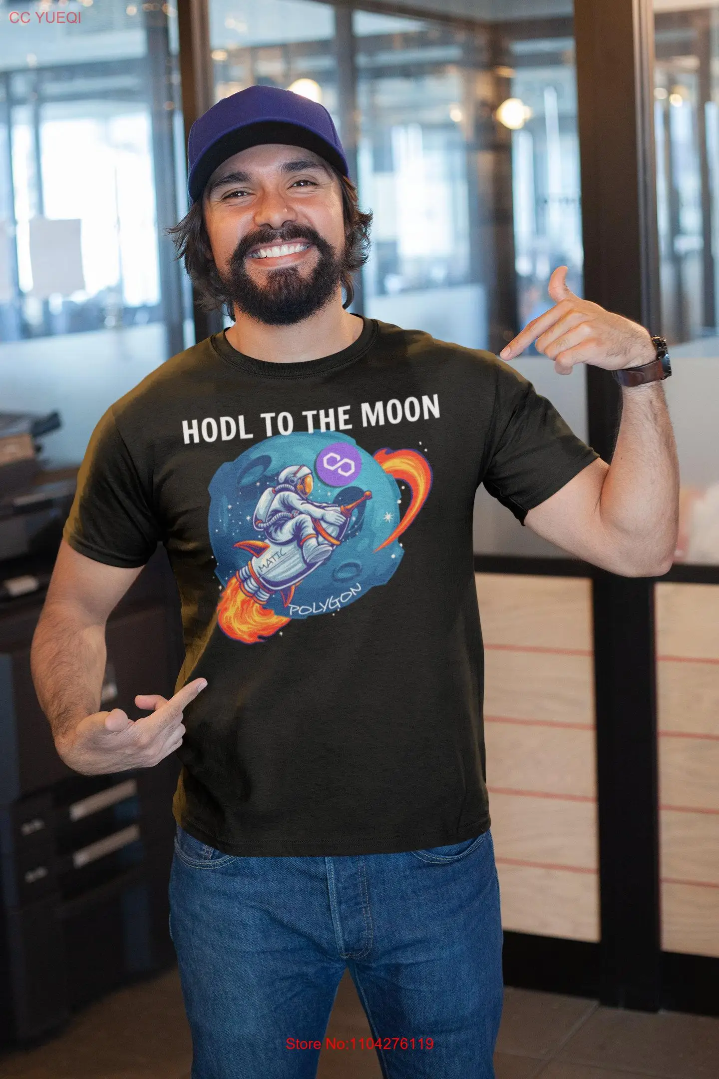 Футболка Polygon HODL to the Moon MATIC Crypto Cryptocurrency с длинными или короткими рукавами