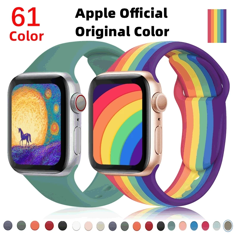 

Silicone Strap For Apple Watch Band 40mm 44mm 45mm 41mm 38mm 42mm 44 mm Rubber Watchband Bracelet IWatch Serie 3 4 5 6 Se 7 Band