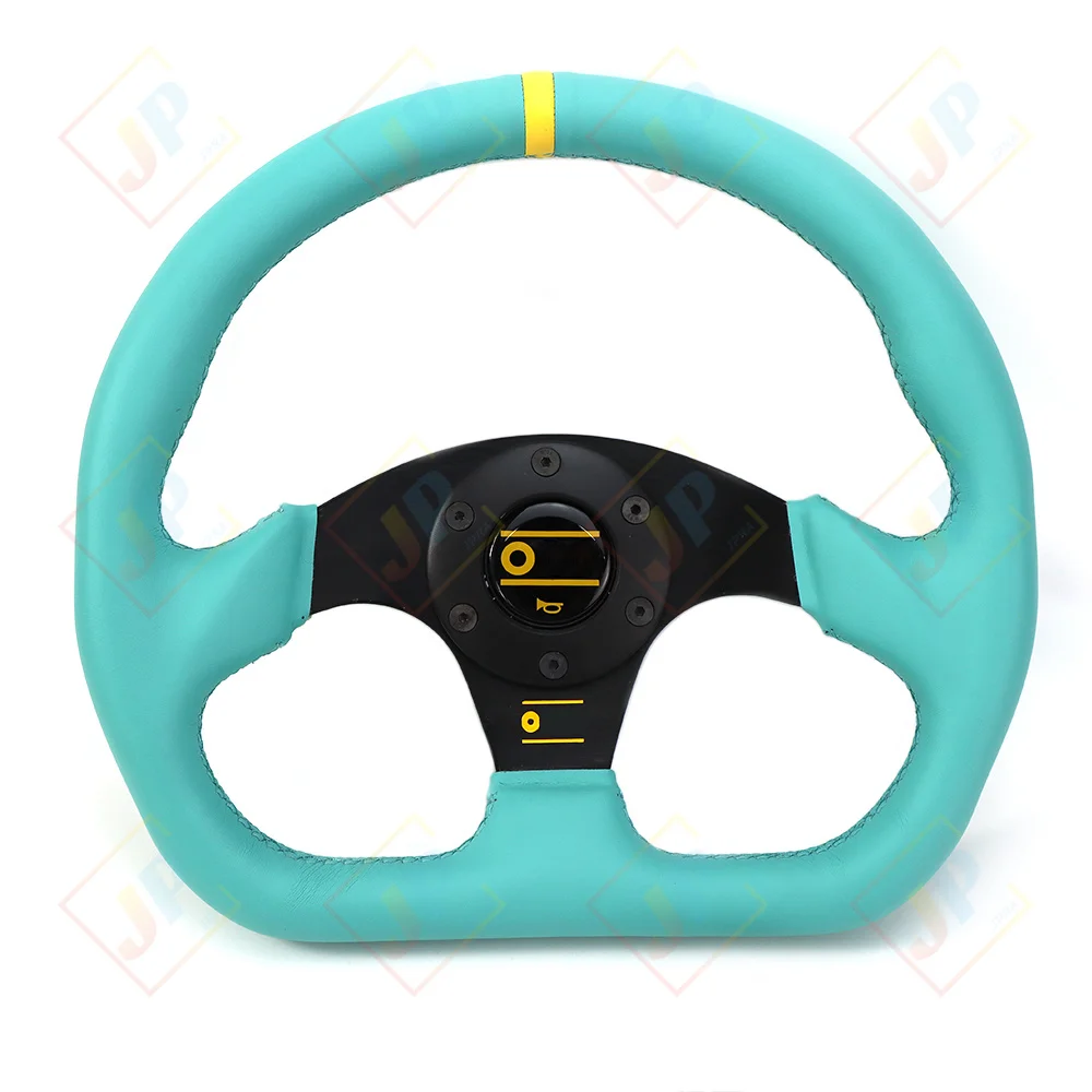 12 5-дюймовый 320-миллиметровый зеленый JDM Racing Sport D-образный кожаный руль для ремонта