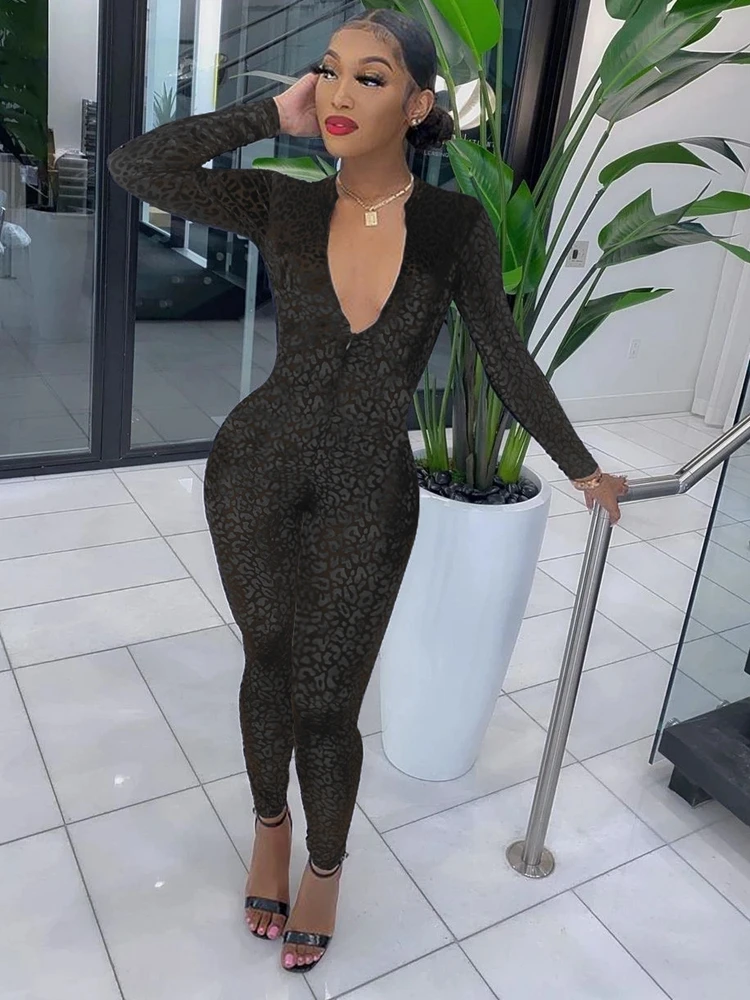 

Женский бархатный комбинезон на молнии, с длинным рукавом