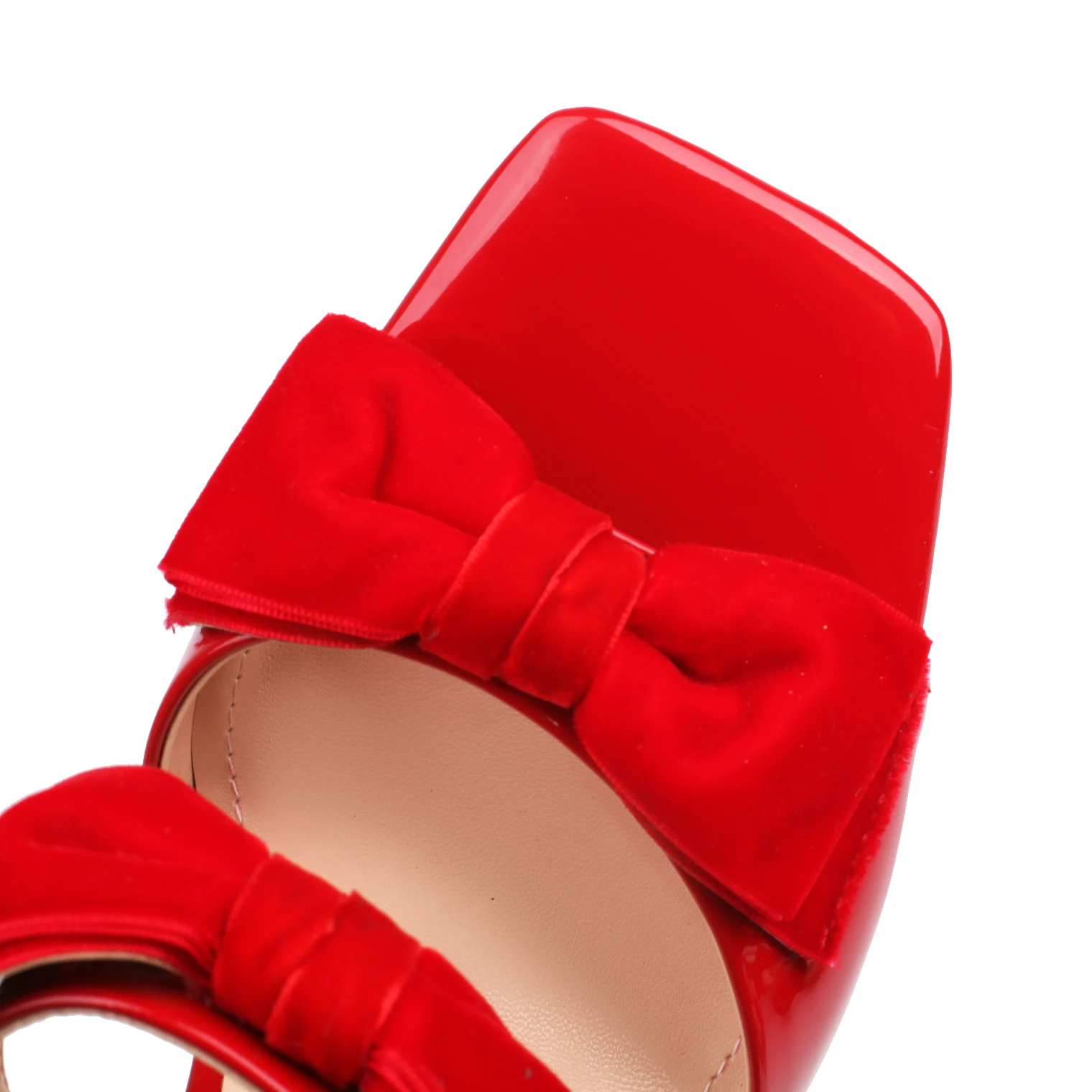 Women Slippers Sandals with High Heels Fashion Stiletto Shoes 2023 Summer Bow Decorate Patent Leather Outside Footwear